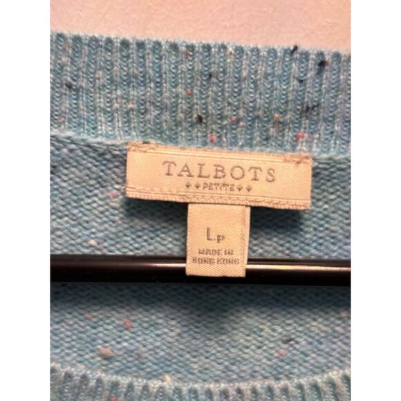 Talbots Petite Blue Elbow Sleeve Sweater Dress With Button Details On Sleeves Si - Picture 3 of 11